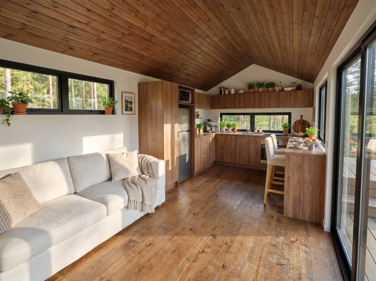 The Kirra's open living area has a large sofa with plenty of legroom