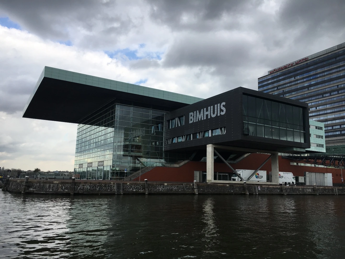 Muziekgebouw aan 't IJ, or Music Building on the IJ designed by Danish architects 3XN. The concern hall opened in 2005