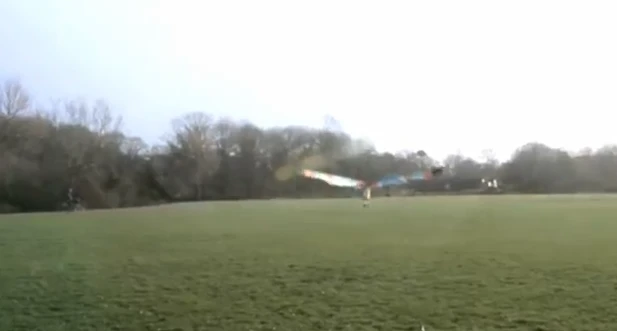 The flapping wings appear to have held Smeets in the air for just a few seconds