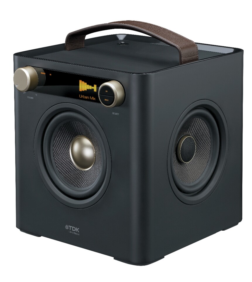 The Sound Cube pumps audio out from four sides of its compact frame