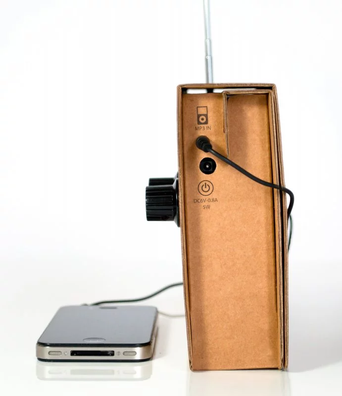 The Card Radio's audio and DC inputs