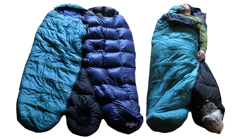 BarkerBag connects to most sleeping bags to keep owner and pet toasty while camping