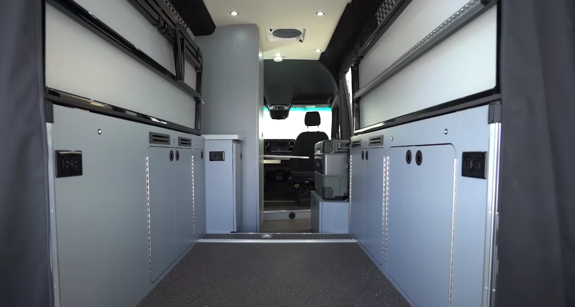 A look at the Pleasure-Way Recon 4x4's empty 124-cu ft garage