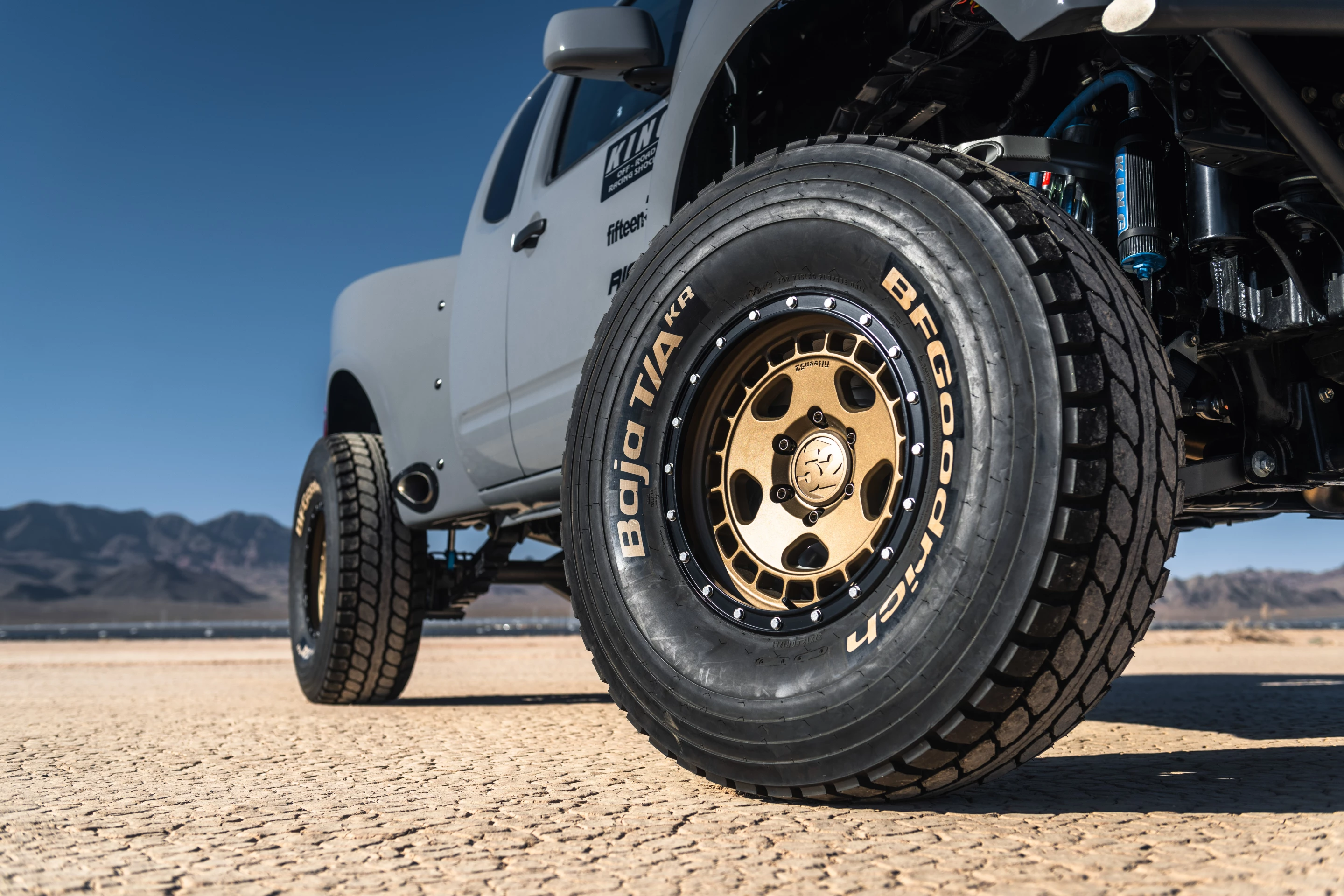 Underneath the Frontier Desert Runner there is a BTF Fabrication long travel front suspension kit and a set of King Racing Triple Bypass front shocks and coil-overs