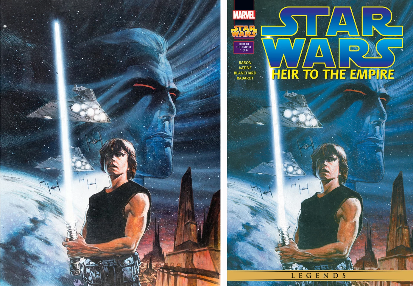 This illustration by Mathieu Lauffray was made for the cover of the comic “Star Wars: Heir to the Empire” (Dark Horse Comics, 1995). It sold for $143,750 at Heritage Auctions on 3 October 2021
