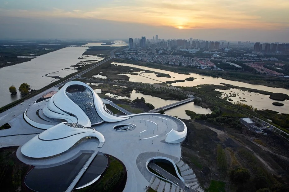 MAD's opera house in Harbin, China, resembles a alien spaceship