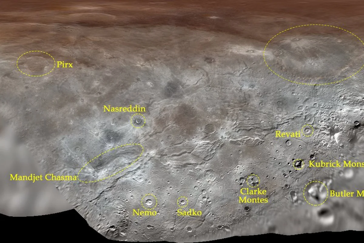 The names of features on Charon were taken from fictional and real explorers and visionaries