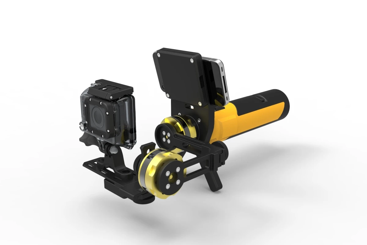 Mockup of the Gyromatic Go2X Gimbal Stabilizer for the GoPro