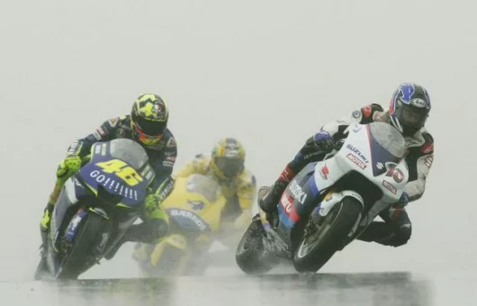 Study this photo closely and wonder, as we do, how the leading four stayed upright given the conditions.