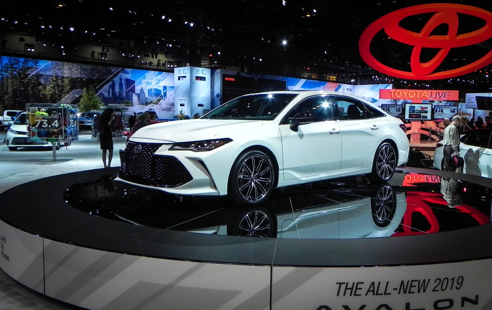 Toyota's new 2019 Avalon is on display front-center at the Toyota booth in Chicago