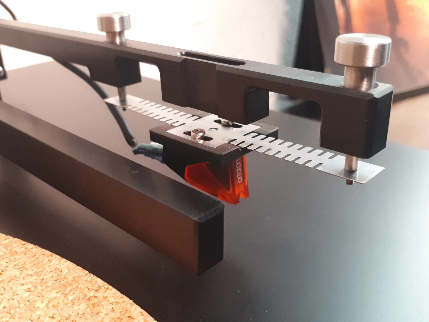 The elaborate linear tracking tonearm of the Zephyr Apollo turntable