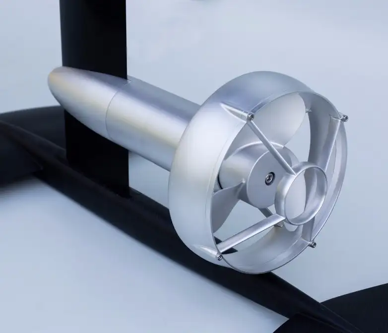 The eFoil board uses a submersible electric motor for silent riding