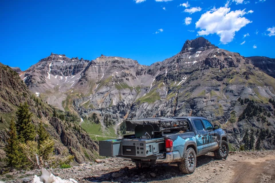 RTT-topped camper pickups usually rely on custom under-tent kitchen/camping supply set-ups, but Talus offers an all-in-one plug-and-play solution