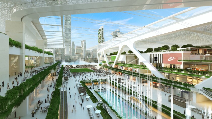 The Meydan One Mall will feature a 150 x 80 m (492 x 262 ft) retractable roof that will be able to open during the cooler winter months to allow for outdoor shopping and dining