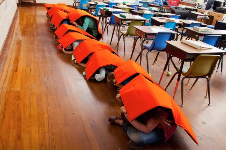 The Bodyguard Blanket is designed to protect children in the event of school incursions and tornadoes