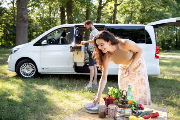 Tonke creates a mid-tier EQV camper van that eliminates the need for LPG with an induction cooktop