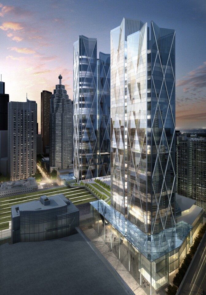The park will connect two commercial buildings and will sit above the rail corridor