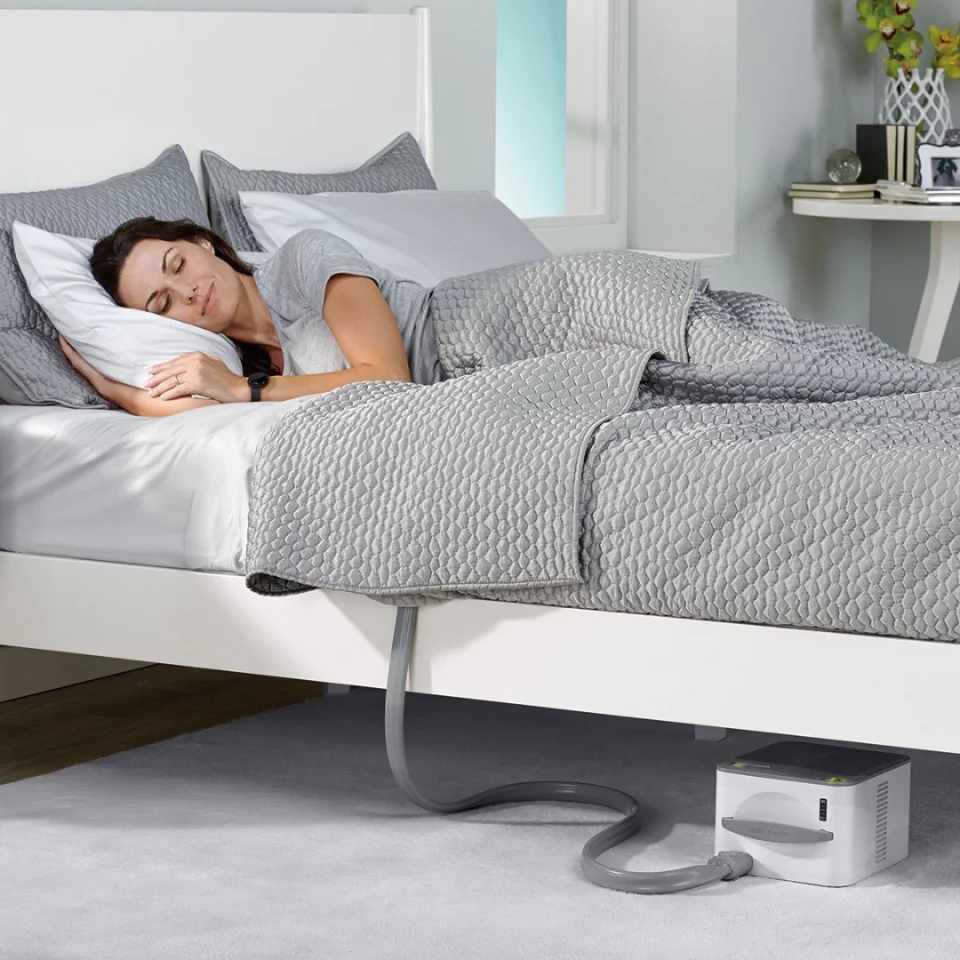 The nuyu Sleep System features a torso-shaped pad that is meant to be undetectable underneath fitted sheets