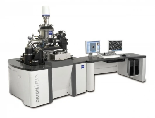 By focusing helium ions into a beam, instead of electrons, the microscope can offer higher focus with lower sample damage.