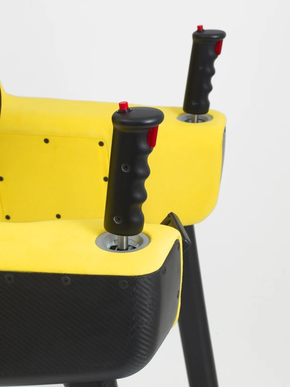 Close-up of the Body Jet's dual-joystick controls (Photo: Marc Newson)