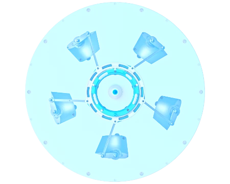 The blades are connected to a central hub with conrods that can alter their tilt as they move around the circle. Moving the hub off-center gives the blades extra lift at a certain point in their travel, making for near-immediate changes in thrust direction and force.