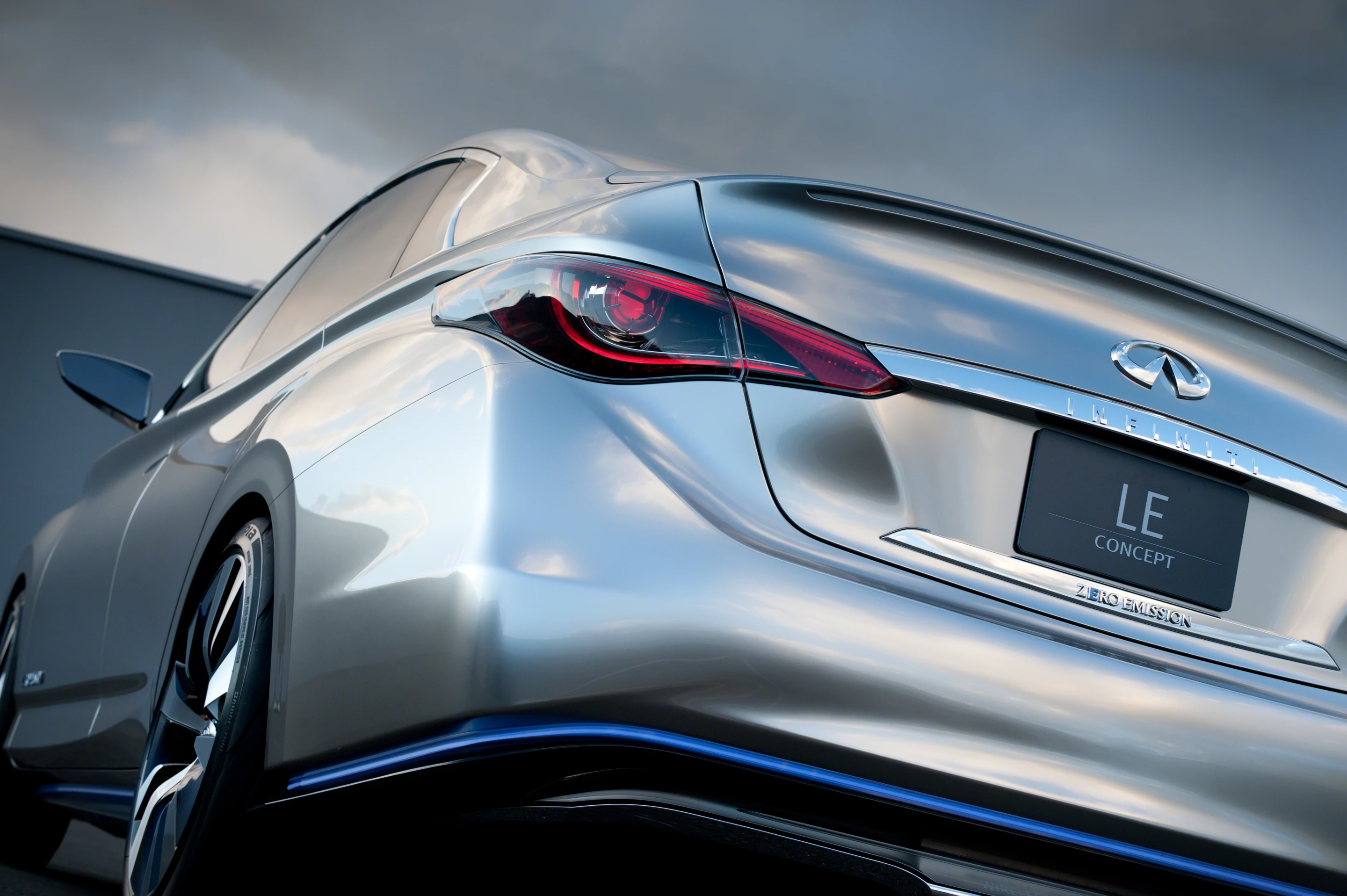 Elements like the blue LEDs give the LE a design study look, but Infiniti plans to have it market ready within two years