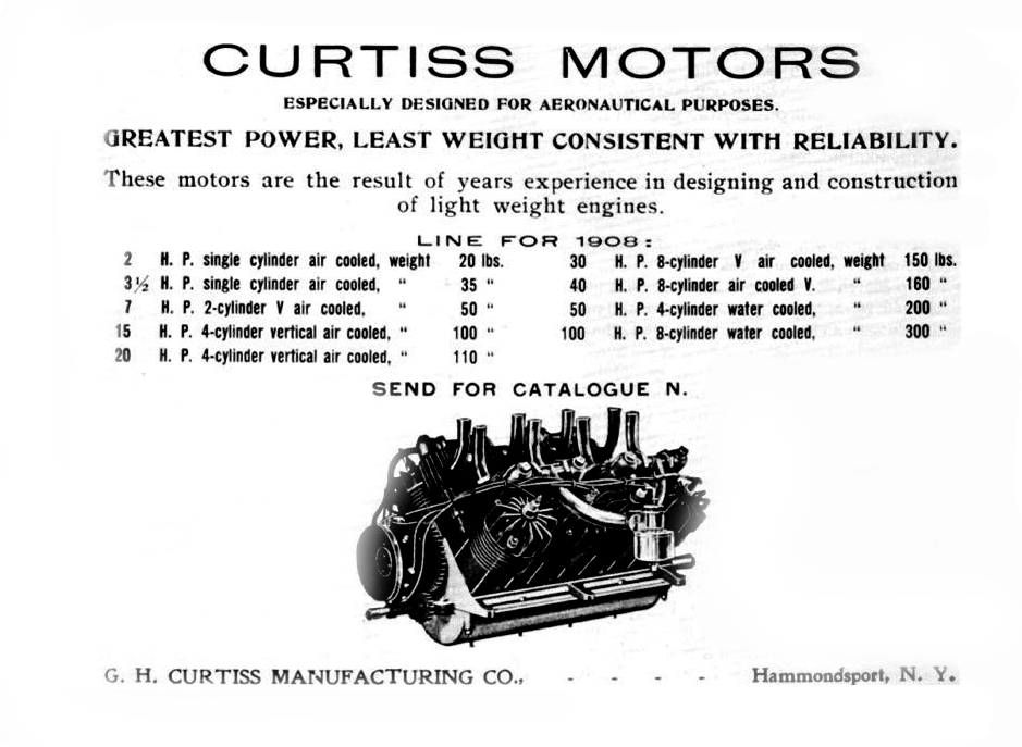 Curtiss was primarily an ingenious engineer, and his initial main business was the manufacture of high-power, lightweight engines for a range of purposes