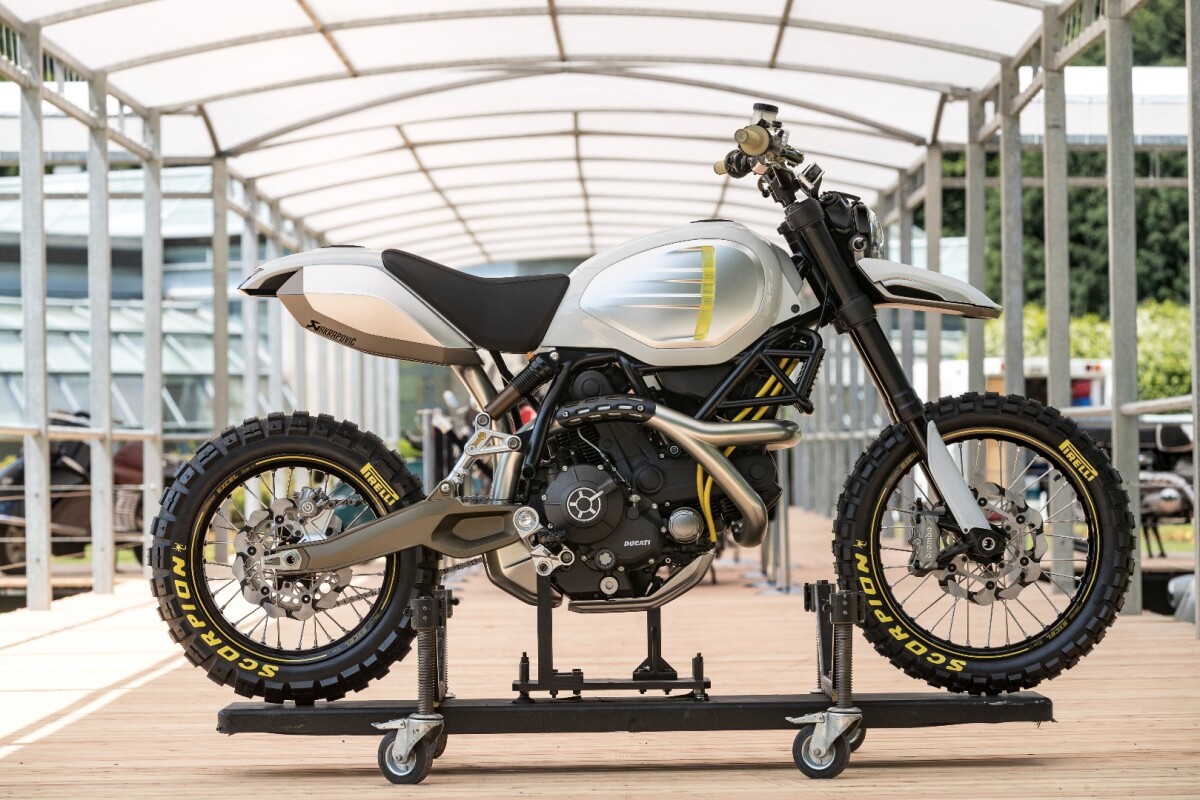 This is the other Ducati concept shown at Villa d'Este, based on the same Scrambler as the other concept shown from Ducati and while Loz likes it better than the bike which won the public vote, it would need a set of sticky slicks to win my vote. No matter what you do with an 800cc engine and frame, there are better things to ride on loose surfaces in my opinion. To hell with the styling, bikes are about the riding experience.