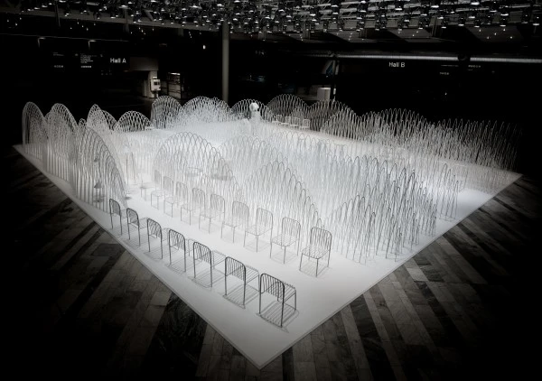 Both Wingårdh and Nendo have addressed the use of materials in their installations, and highlight that both exhibits can be recycled at the end of the show (Photo: Stockholmsmässan)