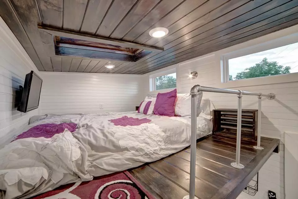 The sleeping loft includes a double bed and skylight, which the firm says can provide a second exit in an emergency