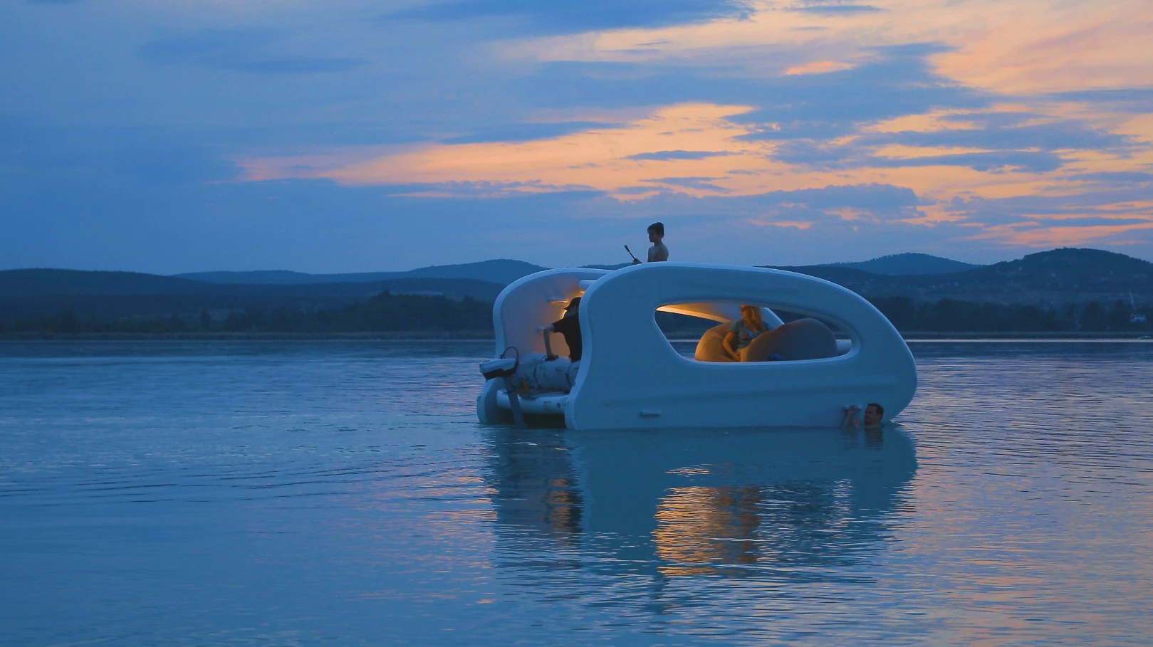 Enjoying a family outing in the Portless Catamaran