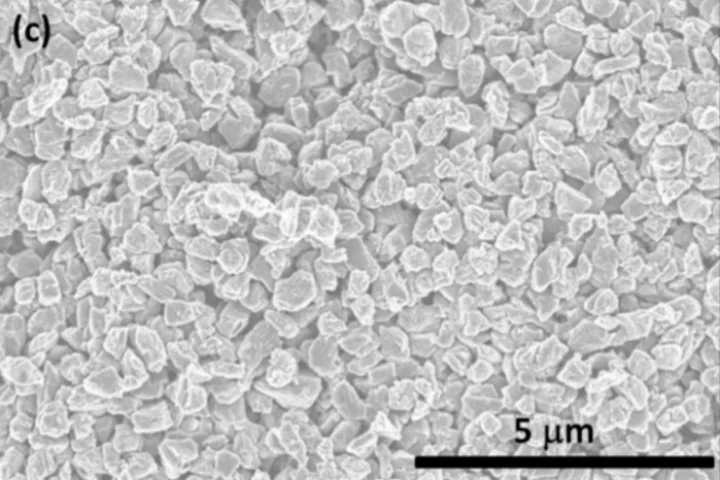 High resolution SEM micrograph of entire Q-carbon film covered with microdiamonds