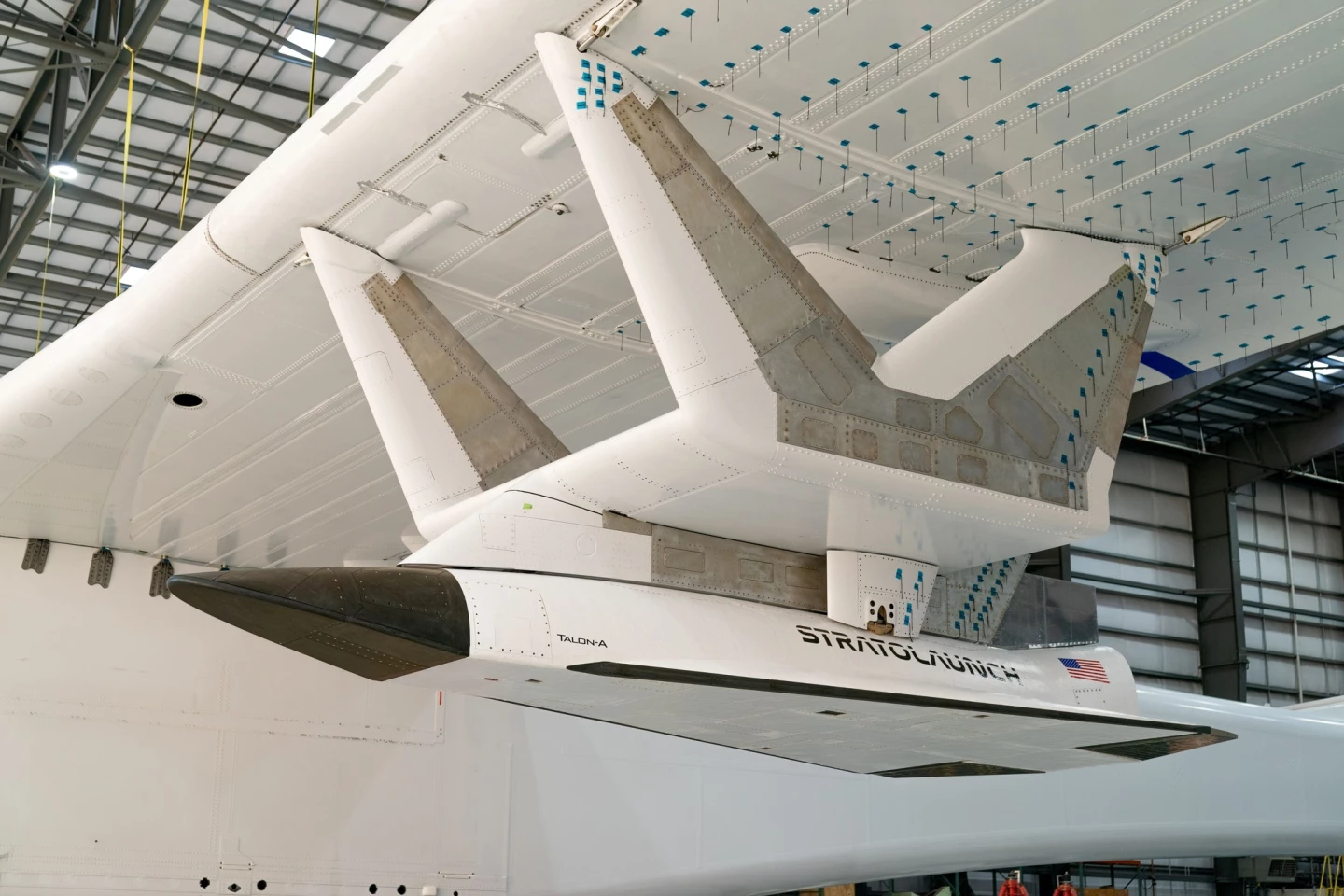 The TA-0 snugged up against its pylon on the underside of the Roc