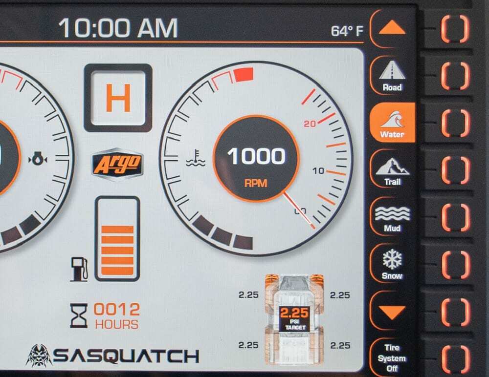 The Sasquatch's 12-in color touchscreen provides a host of readings and controls