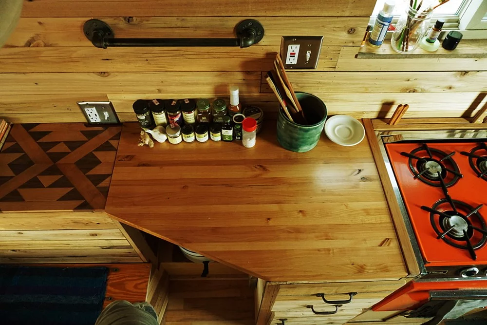 The Wheelie Shack's small kitchen area