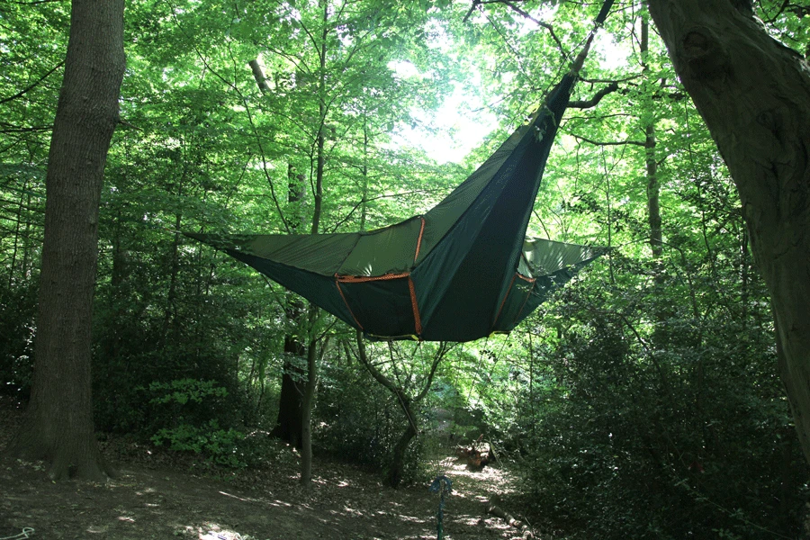 Tentsile is a dangling tent that offers similar comfort to a hammock and can be used in a number of environments
