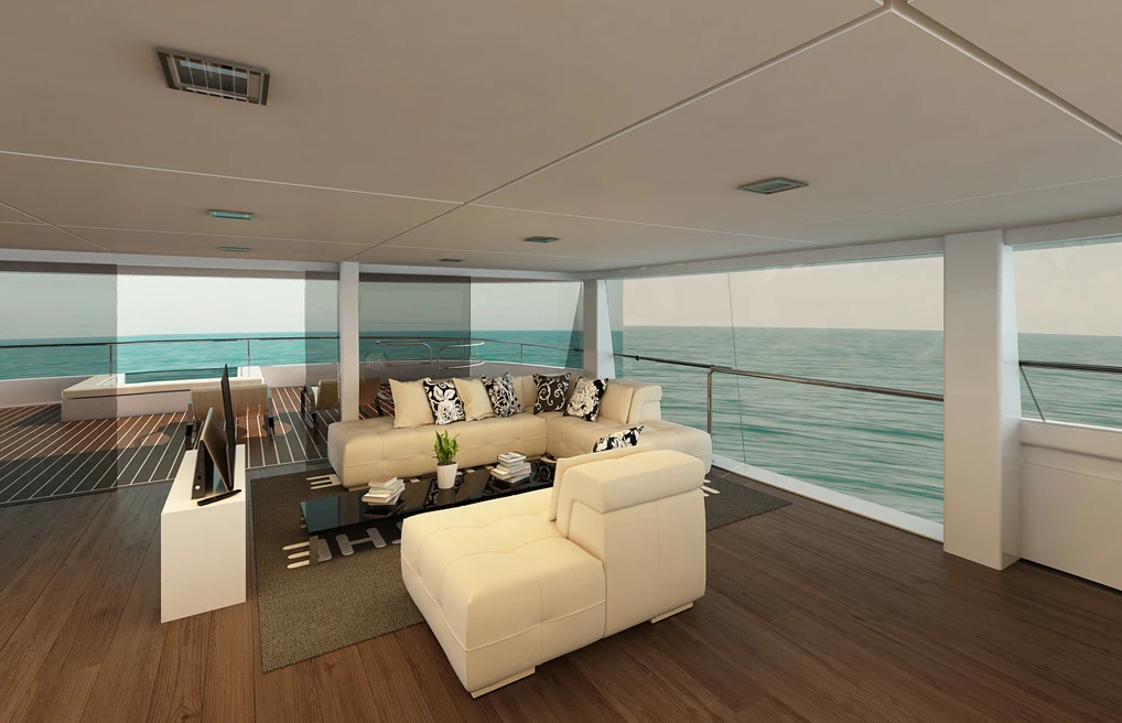 The large windows provide panoramic views