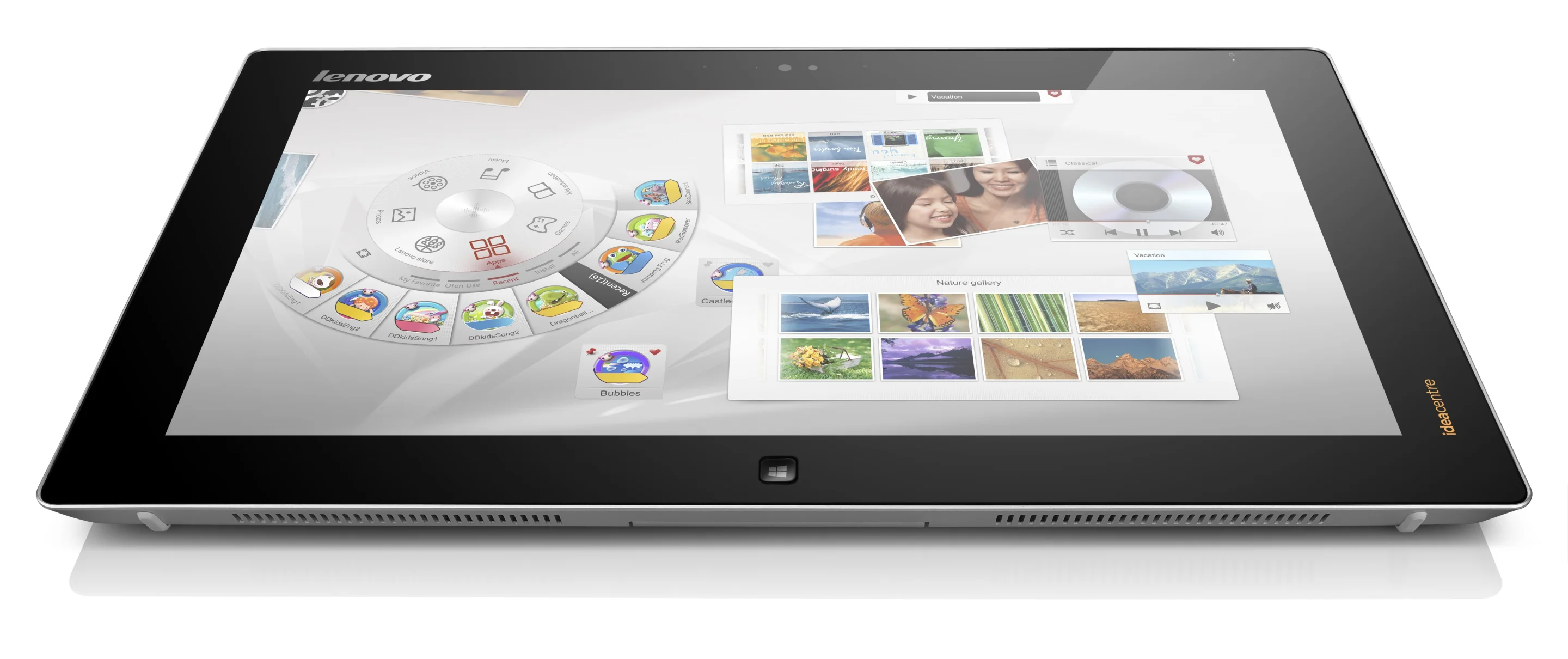 The frameless HD+ display panel to the front can support up to 10 simultaneous touch points