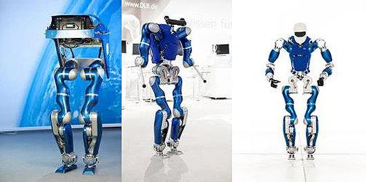The evolution of the DLR-Biped from 2009 to TORO, unveiled March 25th 2013 (Photo: DLR)