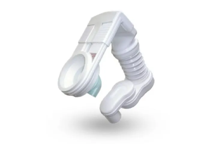 The Odourbuster mounts on an existing toilet, and uses a fan to draw odors down into the soil pipe