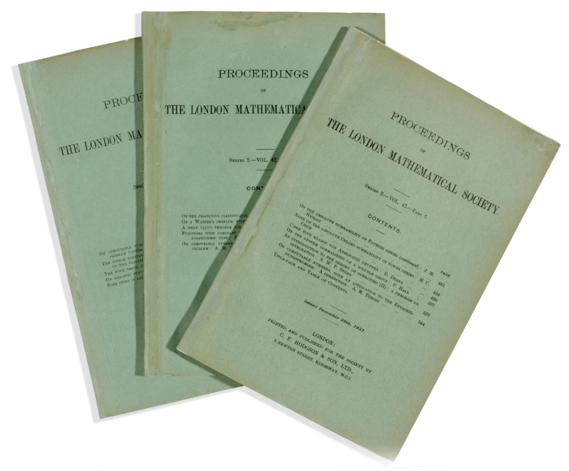 'The foundations of digital computing' by Alan Turing | Price: $37,995 (£30,000) | Auction Link | The 2014 feature film The Imitation Game brought British mathematician Alan Turing into the public consciousness in relation to his work on encryption, but his contribution to computing in general is far greater. His paper 'On computable numbers, with an application to the Entscheidungsproblem' was published in three parts in the 'Proceedings of the London Mathematical Society', introducing the concept of a 'universal machine' for the first time. Sometimes referred to as the 'Turing machine', this rare set of the three relevant copies of Turing's paper, represents a landmark in the history of computing.