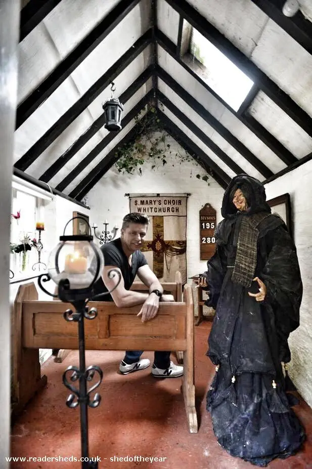 The Chapel is a former religious retreat outfitted with zombie/spooky memorabilia