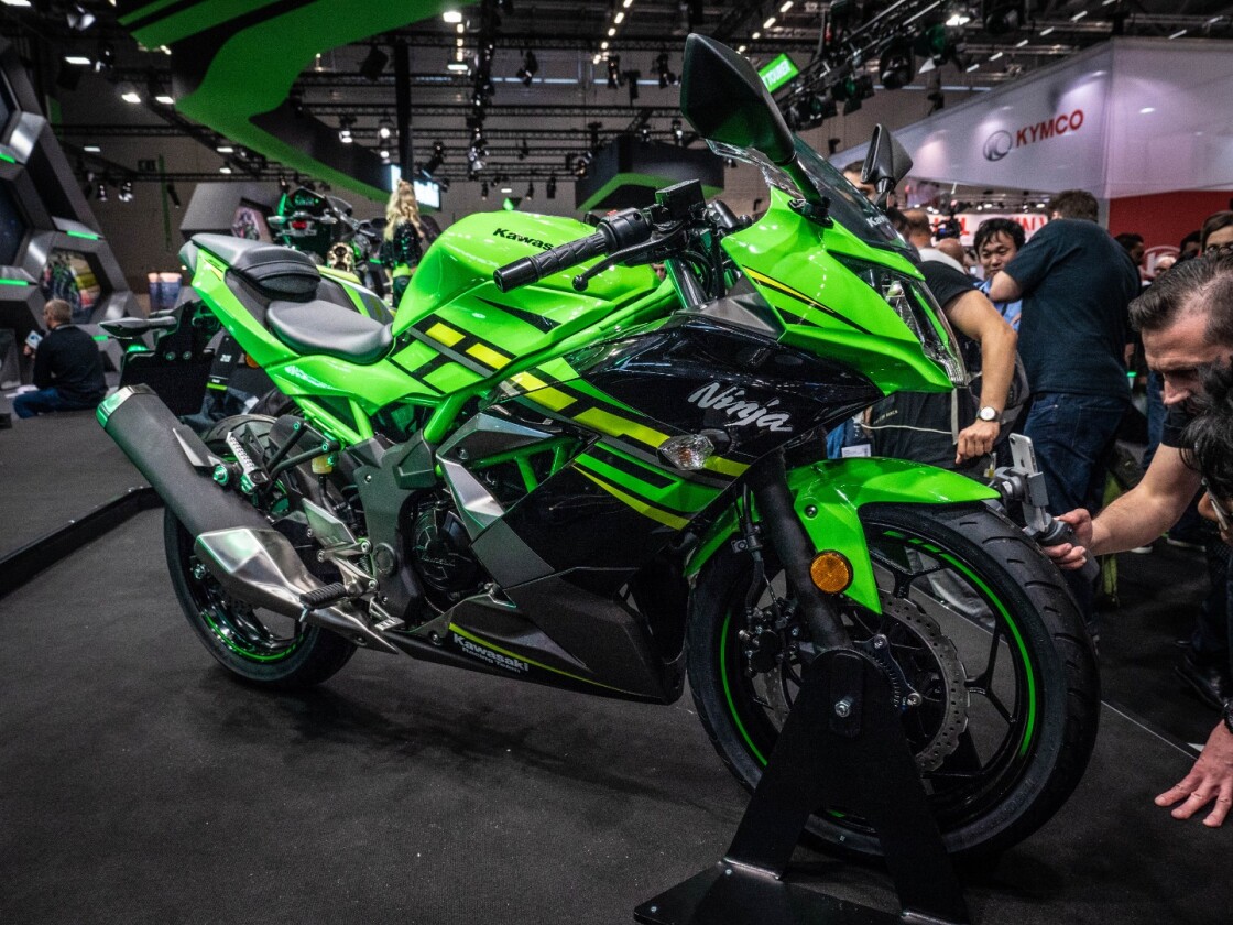 The 2019 Kawasaki Ninja 125 on display at Intermot 2018