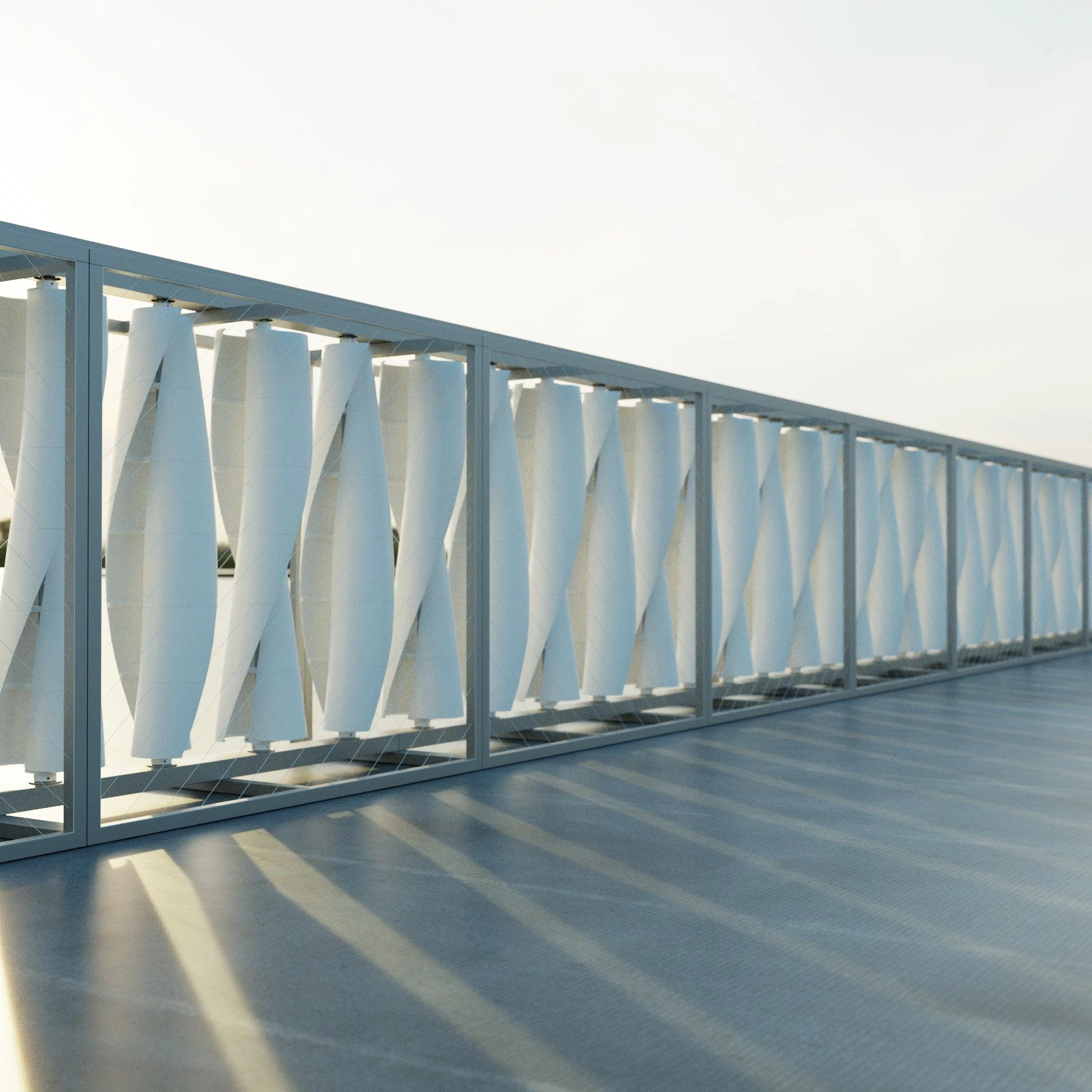 Each Airiva unit is made up of two segments, with each segment home to four vertical turbines