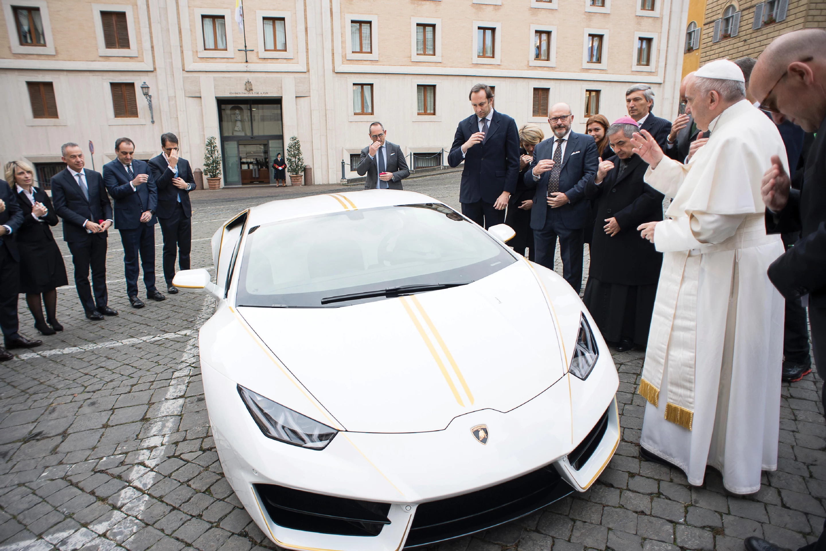In 2017, Lamborghini gifted Pope Francis a $200,000 Huracan, which he blessed and added his signature on the car’s hood, before auctioning it for charity. RM Sotheby’s estimated it would fetch $300,000 to $450,000 when it went to auction in May 2018, but its price soared well beyond expectations, perhaps due to the Papal provenance, but also perhaps partially due to the potential for a charitable write-off. When the bidding war was over, it had sold for €809,375 (US$970,280)