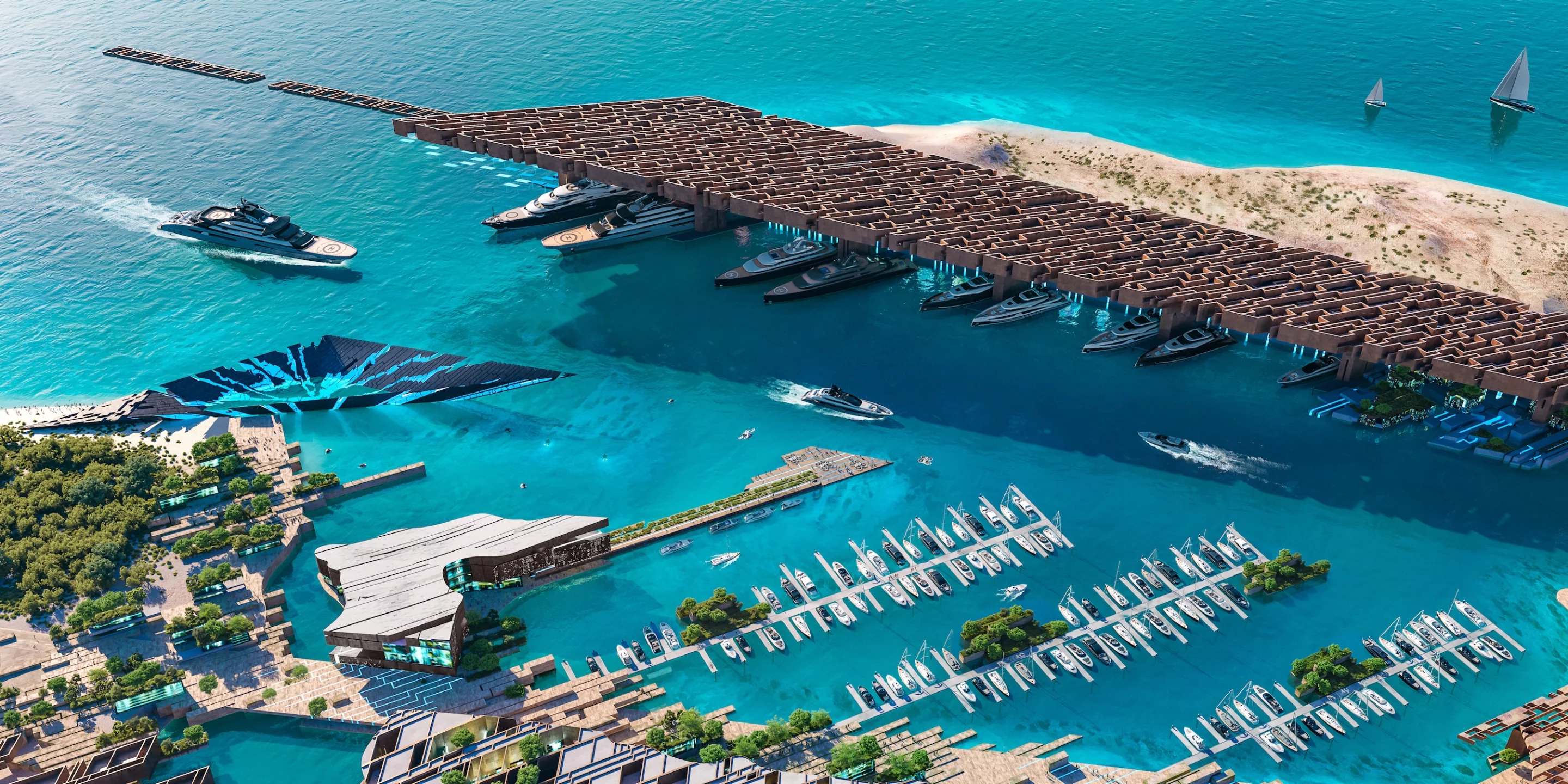 Jaumur's marina will be sheltered by a massive "aerofoil" to help shade the yachts and their owners