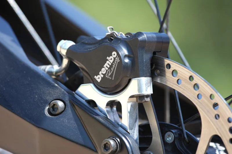 Brembo disc brakes also feature, which would otherwise normally be found on Formula1 cars but not on bikes - until now