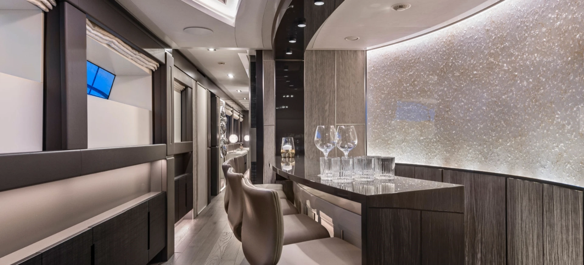 A look below the deck of the Pershing 140 superyacht