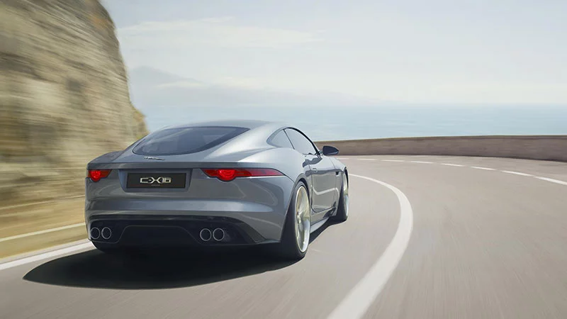 The Jaguar C-X16 production concept sports car on the road