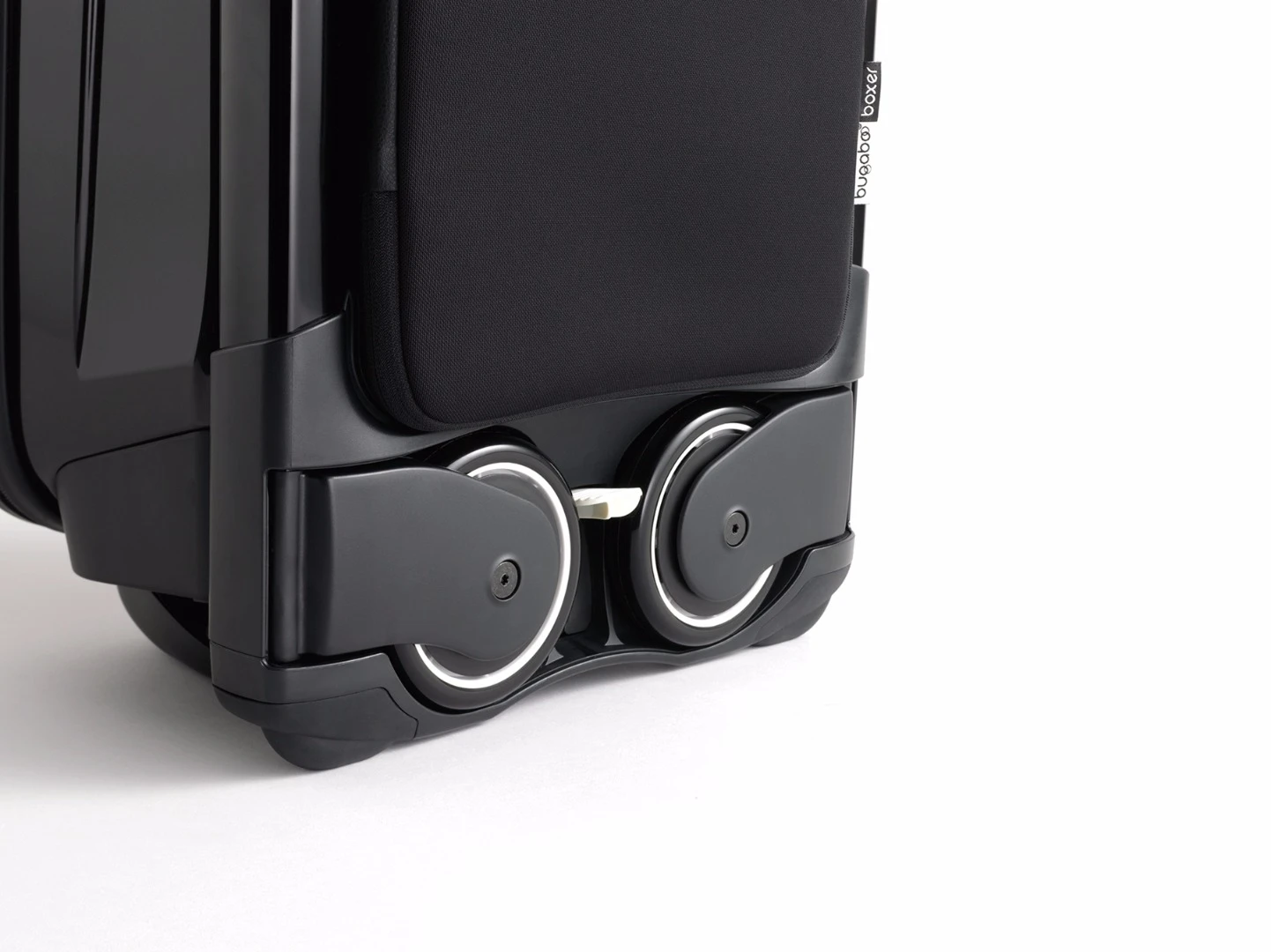 When not in use, two of the wheels can be folded out of the way